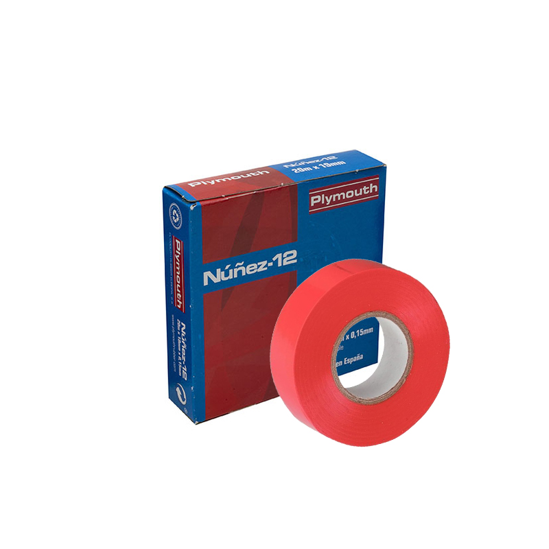 PLYMOUTH 5084 Cinta adhesiva de PVC NÚÑEZ-12 20x19x0,15 rojo para aplicaciones eléctricas
